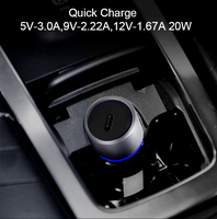 Chargeur de voiture rapide 20W Type-C PD 3.0 avec boîtier métallique - Adaptateur de voiture