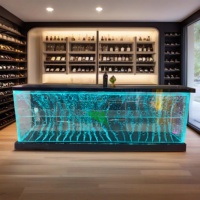 Comptoir de bar en acrylique avec mur de bulles d'eau coloré LED pour discothèque, hôtel, restaurant, boutique, vitrine, réception