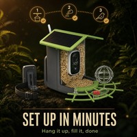 Caméra pour mangeoire à oiseaux 128 Go 4MP solaire IP65 avec reconnaissance IA des oiseaux en matériau ABS