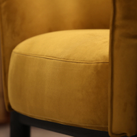 Fauteuil d'appoint en velours avec structure en bois massif, chaise longue rembourrée pour salon et hôtel
