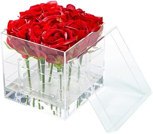 Hot Sale Acrylic Luxury Clear Flower Gift Box With Cover Acrylic Flower box