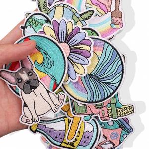 Waves Embroidery Nonwoven Felt Polyester Thread Cloth Patch Ironing Rainbow Computer Label Clothes Decoration Car Badge Hat - Product Image 1