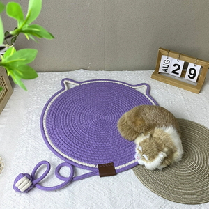 야외 귀여운 개 고양이 아기 수면 패드 면 로프 짠 애완 동물 매트 빨 고양이 매트 - Product Image 3