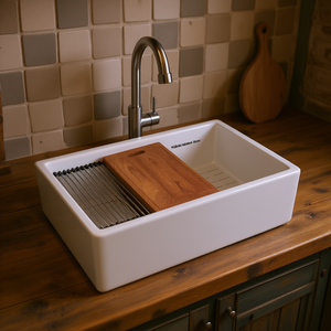 Fregadero de Cerámica Blanca de un Solo Tazón Estilo Rústico 30x20 Pulgadas con Delantal Frontal para Cocina de Granja - Product Image 2