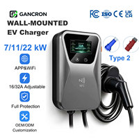 Chargeur EV intelligent AC de type 2, fabricant, 7kW, 11kW, 22kW, 16A/32A, modèles monophasés et triphasés, montage mural pour les maisons européennes