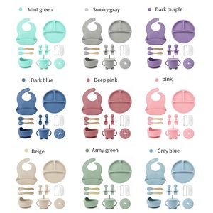 Toddler Silicone Dinnerware 11pcs BPA Free Eco-Friendly Safe Unbreakable Kids Feeding Set Plates&Spoons Toothbrush <b>Utensils</b> - Product Image 3