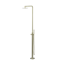 Robinet de colonne de jardin extérieur en acier inoxydable double finition brossée pommeau de douche de pluie vertical au sol pour sauna plage