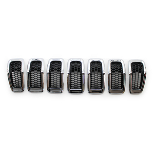 Griglia Anteriore per Cofano Jeep <span class=keywords><strong>Cherokee</strong></span> 2014-18, Nera/Cromata/Grigia, Rete a Nido d'Ape 68303626AA 68303626AB - Product Image 3