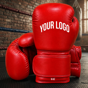 Gants de boxe en cuir véritable rouge 16 oz en gros - Fermeture Velcro - Équipement d'entraînement personnalisé pour votre marque - Product Image 3