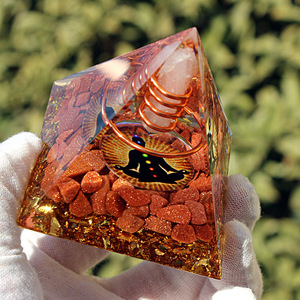 Crystal Epoxy Pyramid With White Crystal Pillar Red Gold <b>Sand</b> Internal Engraving Home <b>Decoration</b> Desktop Ornament - Product Image 2