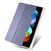 Étui pour tablette Redmi Pad 10,6 pouces 2022 en cuir PU pliable à trois volets, design antichoc et étanche, coque arrière souple en TPU transparent