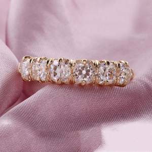 แหวนทองแท้ 10k 14k 18k ทรงโมอิสซาไนต์ ทรงโอแลนด์คัท แหวนแถว ดีไซน์เรียบง่าย หกเม็ด สำหรับผู้หญิง - Product Image 4