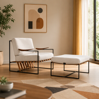 Fauteuil de détente moderne en velours avec structure métallique pour la maison, le bureau, le salon, la chambre, l'hôtel, l'appartement