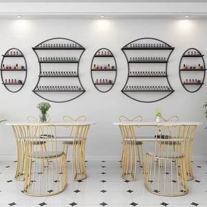 Étagère murale pour salon de manucure, support mural en fer pour vernis à ongles, présentoir doré pour vernis à ongles - Product Image 4