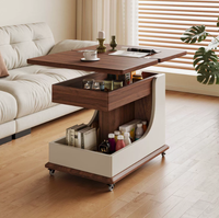 Table basse / table d'appoint pliable réglable en hauteur en bois massif, minimaliste, pour petits appartements / armoire latérale de canapé