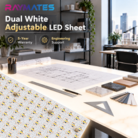 Feuille LED CCT à CRI élevé 24V 696 LED RAYMATES, feuille LED flexible à blanc réglable, panneau ultra-fin pour rétroéclairage de boutiques de luxe