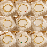 Bracelets perlés en perles haut de gamme Bracelet boule multi-styles plaqué or facile à assortir en acier inoxydable bijoux fins pour femmes