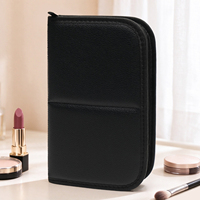 Étui à pinceaux de maquillage pliable et étanche en cuir végétalien avec plusieurs fentes élastiques pour voyage, vanité, cadeau de demoiselle d'honneur