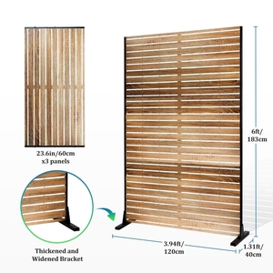 Écran de confidentialité <span class=keywords><strong>en</strong></span> métal personnalisé 72''H X47'' W écran de patio marron et <span class=keywords><strong>bois</strong></span> de jardin <span class=keywords><strong>pour</strong></span> terrasse autoportante extérieure <span class=keywords><strong>balcon</strong></span> modélisation 3D - Product Image 5