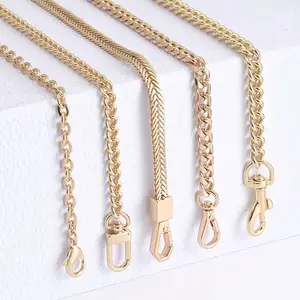 Hot Koop Shiny Gold Kleur Messing Metalen Ketting Ijzeren Kinketting Met Kreeft Swivel Haak Voor Tas Riemen Kettingen Voor tassen