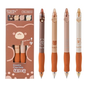 Stylo effaçable en plastique Matcha Cloud Coffee Bear, papeterie étudiante, stylo à bouton de préhension, encre noire et bleue 0,5 mm, lot de 4 - Product Image 5