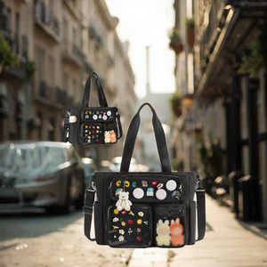 Bolsa de Mano Personalizada con Bolsillo Transparente, Bolso de Hombro de Nailon con Cremallera, Bolso de Mano para Mujer para Viajes Diarios - Product Image 2