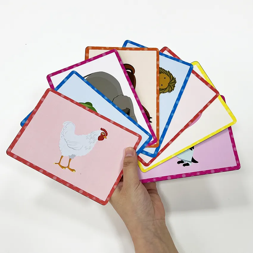 Customized Printed Paper Flash Card Animal Learning Printing Memory Game Flashcards For Kids