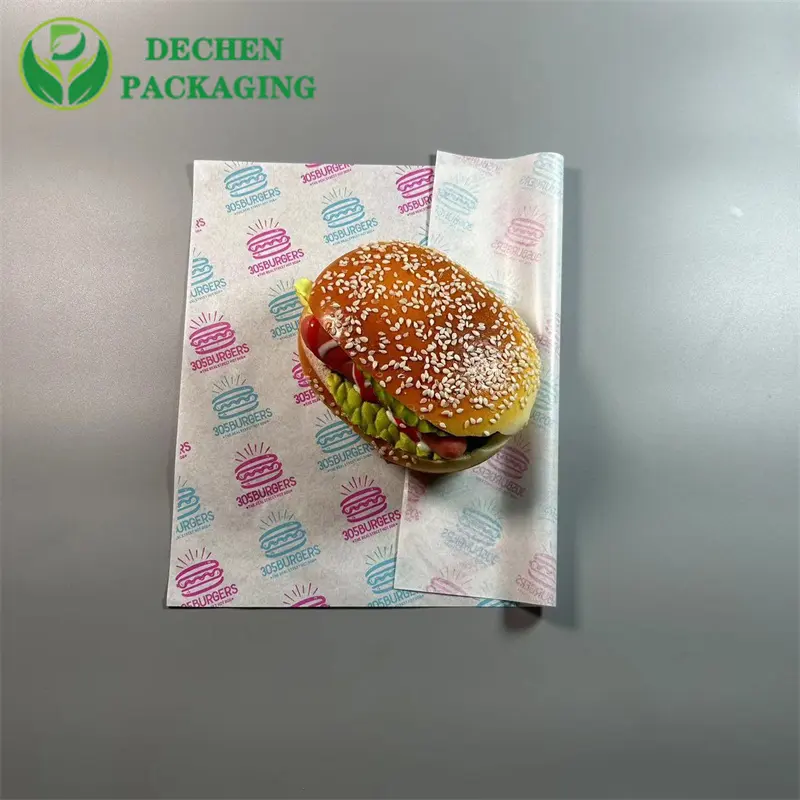 Emballage d'emballage alimentaire personnalisé à impression rapide de charcuterie emballage de hamburger enveloppe de hamburger papier sandwich sulfurisé emballage alimentaire en PE vierge