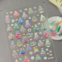 Autocollants de Noël 2026 pour Ongles, Motifs Dessin Animé 3D Flocons de Neige, Décalcomanies Flocons de Neige, Père Noël Rouge, Ultra-Fins, Sans Soudure, Enveloppements d'Ongles, Vente en Gros