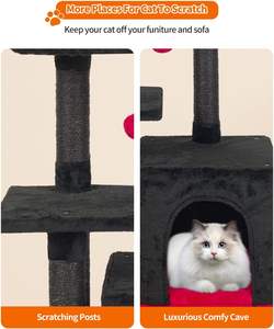 Pohon Kucing Ramah Lingkungan yang Lucu, Kandang Kucing Indoor dari Kayu dengan Tiang Garukan Sisal, 4+ Tingkat, Platform Lompat, Pusat Aktivitas, Rumah Bermain - Product Image 2