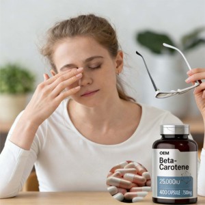 30mg Premium Doğal Kaynaklı A Vitamini Ön Ürünü OEM ISO22000 <span class=keywords><strong>KOSHER</strong></span> Besin Takviyesi Beta Karoten Kapsül - Product Image 4