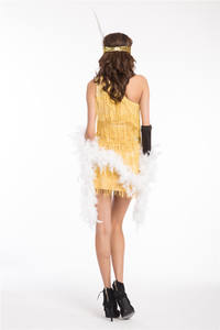 Costume de fête <span class=keywords><strong>Charleston</strong></span> jaune des années 1920 Ecowalson avec boa en plumes et bandeau - Product Image 5