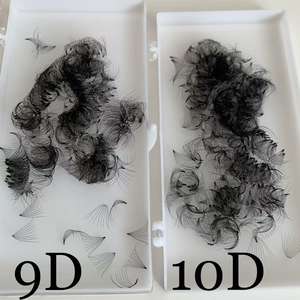 Pestañas Postizas Pre-fabricadas de Tallo Corto, 8D 9D 10D, 0.05mm 0.07mm, PBT Coreano, Negro Oscuro, Ultraligeras, Hechas a Mano, Suaves - Product Image 4