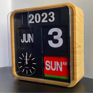 Horloge <span class=keywords><strong>de</strong></span> bureau à rabat rétro design vintage horloge <span class=keywords><strong>de</strong></span> table <span class=keywords><strong>de</strong></span> bureau à rabat automatique grand nombre engrenage interne alimenté par batterie - Product Image 6