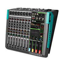 Mezclador Profesional GT8 de 8 Canales con Amplificador Incorporado de 500W*2 y 256 Efectos Digitales para Sonido en Vivo