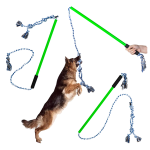Cuerda de algodón de lujo, ejercicio interactivo, masticar, entrenamiento de perros, juguetes de tirón con varita extensible, poste de coqueteo para tirar de perro - Product Image 1