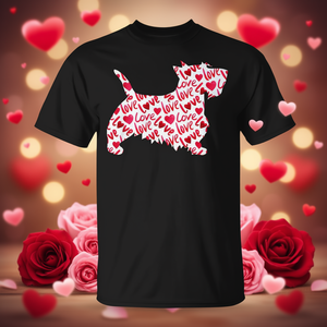 T-shirt Scottie Scottish Terrier Heart Dog pour la Saint-Valentin, noir, taille moyenne - Product Image 3