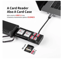 PGYTECH Lecteur de carte mémoire portable haute vitesse à vente chaude, USB 3.1 Type-C, double emplacement SD/TF, transfert de données, outil de lecture de carte mémoire
