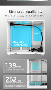 Caja Mini-ITX de chasis pequeño Caja de <span class=keywords><strong>PC</strong></span> ultraportátil huella pequeña para <span class=keywords><strong>PC</strong></span> de escritorio con panel lateral de vidrio - Product Image 5
