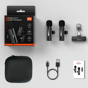 H02 không dây ve áo Microphone Tính năng tiếng ồn hủy bỏ Reverb Giao Diện Kép với một trường hợp lưu trữ cung cấp âm thanh chất lượng cao - Product Image 6
