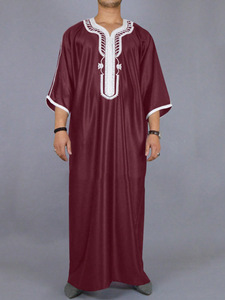 Abaya Islamica da Uomo all'Ingrosso, Stile Marocchino <span class=keywords><strong>Arabo</strong></span> Tradizionale, Ricamata a Maniche Corte, Abbigliamento Musulmano per Uomo - Product Image 5