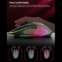 Mouse Gamer lubang, lampu belakang warna-warni eksterior sarang lebah Hollow 2.4g dapat diisi ulang tanpa kabel
