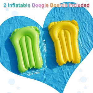 Giant Blue Water Slide with 2 <b>Inflatable</b> Boogie Boards for Kids and Adults Backyard Summer Fun - Product Image 4