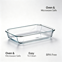 Plat de cuisson rectangulaire en verre borosilicate, durable, multi-usages, pour le stockage des aliments et la préparation des repas, idéal pour la cuisine et le réfrigérateur