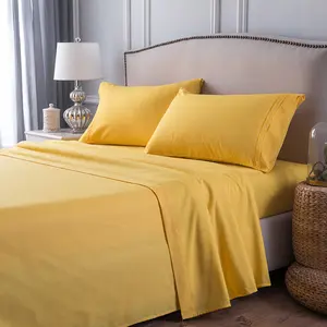 Solid Colors Comfortable Soft High Quality Four Pieces Bedding Sets,New style quality Embroidery flat bed sheet set