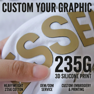 3D Raised Brand Logo Tshirt Custom 3D Rubber Silicone Heat Transfer Clothing Label Heat Transfer Sticker Men's T-shirt 1055