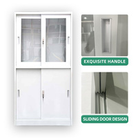 Armoire de classement en acier laminé à froid de haute qualité avec porte coulissante en verre, meuble de rangement métallique pour usage commercial et bureautique