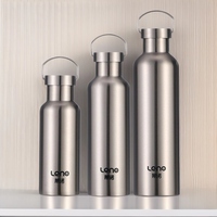 Bouteille d'eau en acier inoxydable écologique isolée en argent rose de 500ml, flacon thermos personnalisé étanche pour une consommation quotidienne