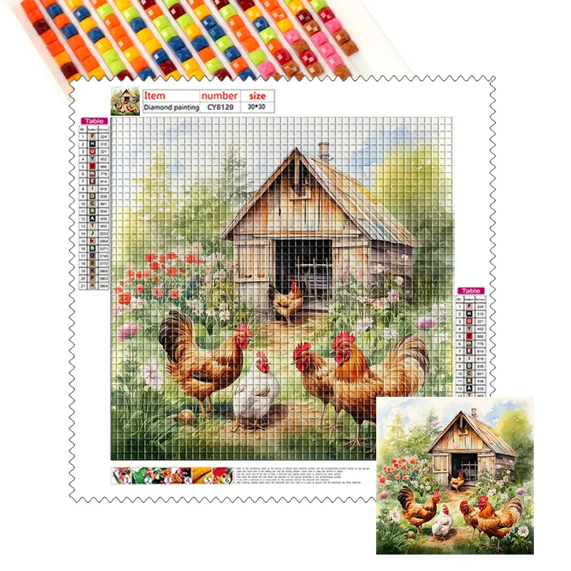 5d Diamond Painting Dieren Hanen En Bloemen Hut Canvas Diamond Art Painting Kits Voor Volwassenen