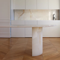 Table basse moderne en onyx blanc, table centrale en pierre naturelle, polie, imperméable
